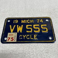 1974 Michigan Motorcycle License Plate VW555 picture