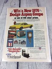 Vintage 1976 Whirlpool Sweepstakes Print Ad Magazine Advertisement Dodge Aspen picture