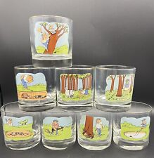 Vintage Set of 8 Funny Golf Lowball Tumbler Glasses Cups Artist Ashby Cartoons picture