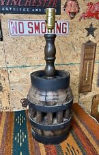 Antique Wagon Wheel Hub Wooden Table Lamp Rustic Primitive 19” WORKS picture