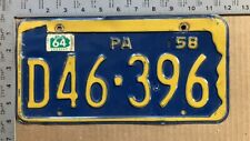 1964 Pennsylvania license plate D46-396 YOM DMV Chevy BIG BLOCK 13115 picture