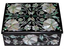 4 x 3 Inches Black Marble Jewelry Box Mother of Pearl Inlay Work Stationary Box picture