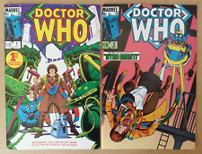 Doctor Who #1, #2 (1984, Marvel) VF/NM Gibbons Tardis Lot of 2 picture