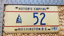 1980 1981 Washington DC District Of Columbia License Plate Low Number 52 Garage picture