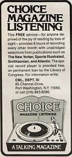 1985 Vintage Print Ad Choice Magazine Listening A Talking Magazine Record Player picture
