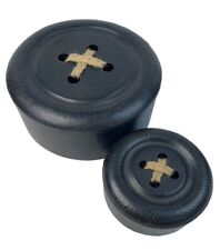 Set Of 2 Button Tins Cans Decorative Storage Rustic Bronze Look picture