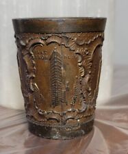 Vintage New York City NY Souvenir Metal Cup Bronze Copper Famous Landmarks  picture