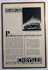1930 Ad For CHRYSLER 77 Royal Sedan in Handcrafted Copper Frame  picture