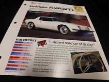 1962-1992 Studebaker Avanti Spec Sheet Brochure Photo Poster 63 64 65 66 67 68 picture