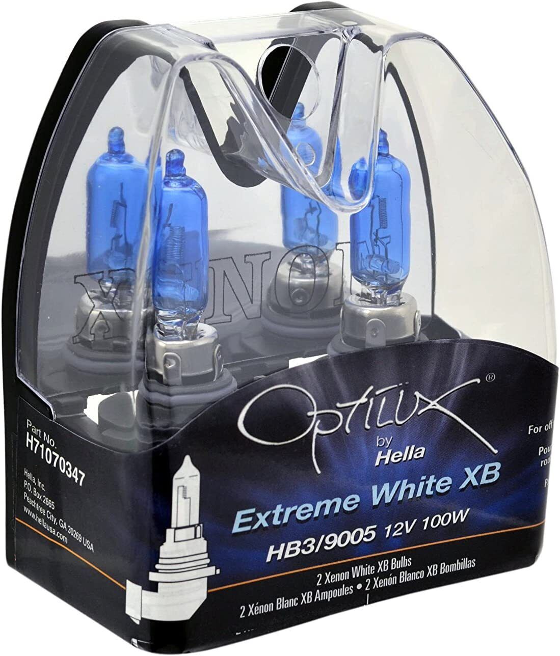 H71070347 Optilux XB Series HB3 9005 Xenon White Halogen Bulbs, 12V, 100W, 2EA