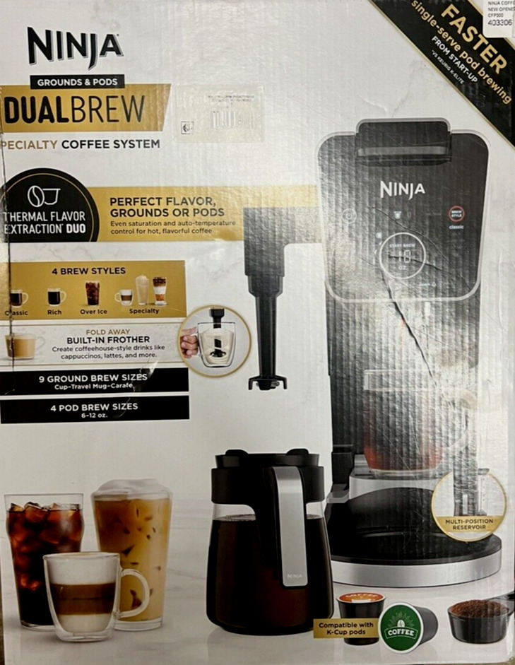 Ninja® CFP300 DualBrew Specialty Coffee System K-Cup + Ground Single Serve - NEW