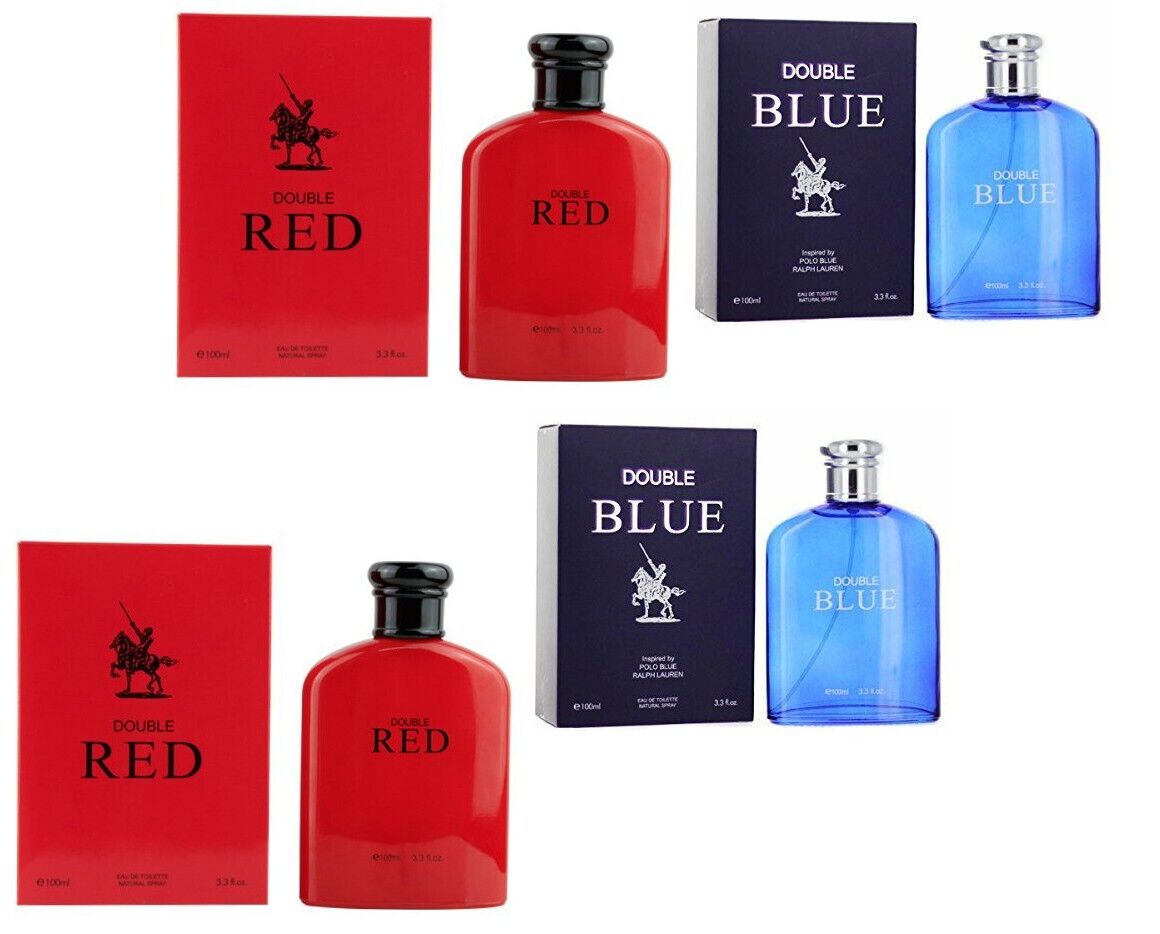 4pcs DOUBLE BLUE RED Cologne Perfume  for Men EDT 3.3 oz  Spray Fragrance