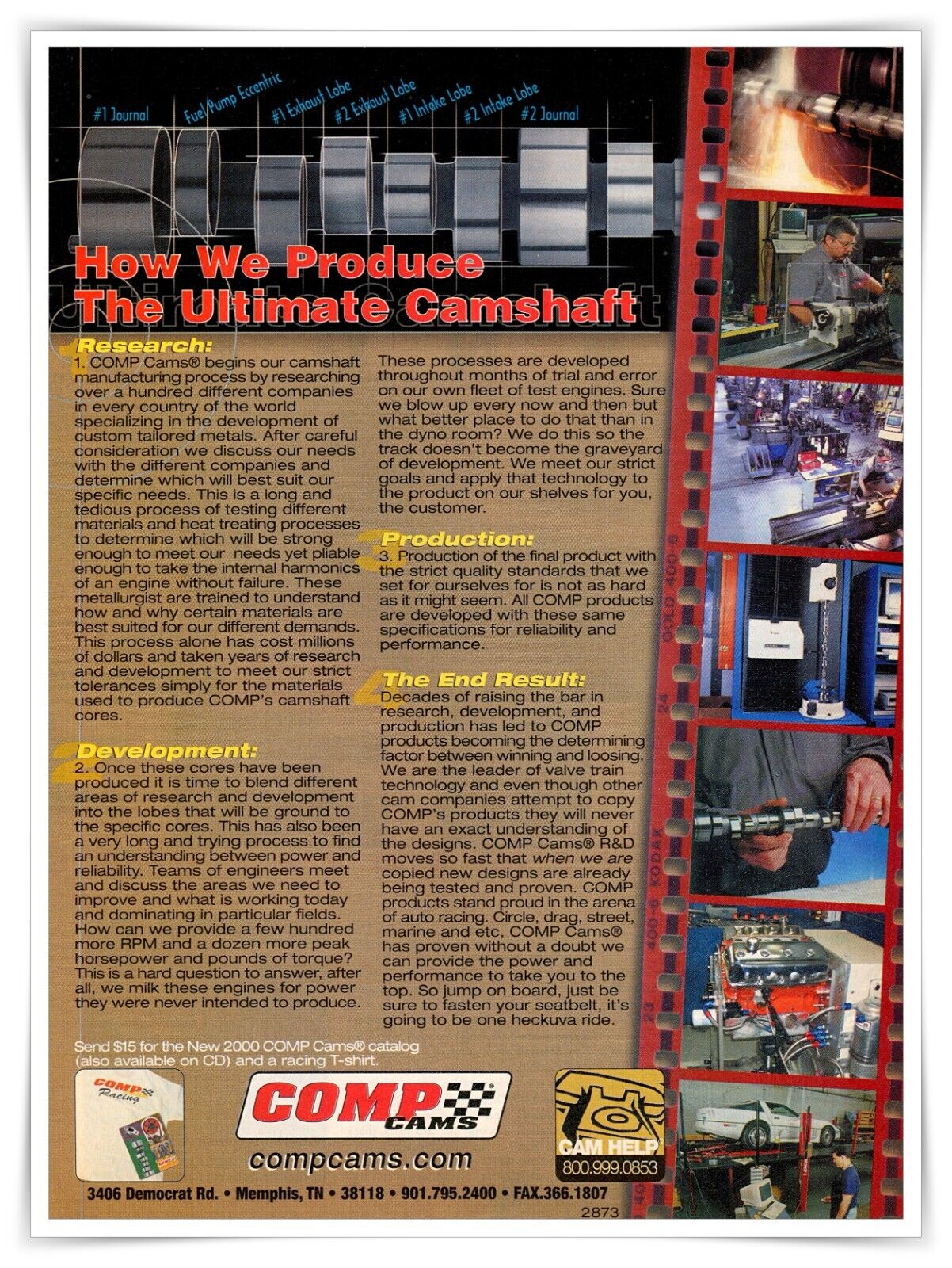 COMP Cams How We Produce Ultimate Camshaft Vintage 2000 Full Page Magazine Ad