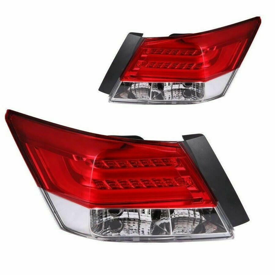 VLAND For 08-12 Honda Accord RED CLEAR Tail Lights with LED RUNNING LIGHT