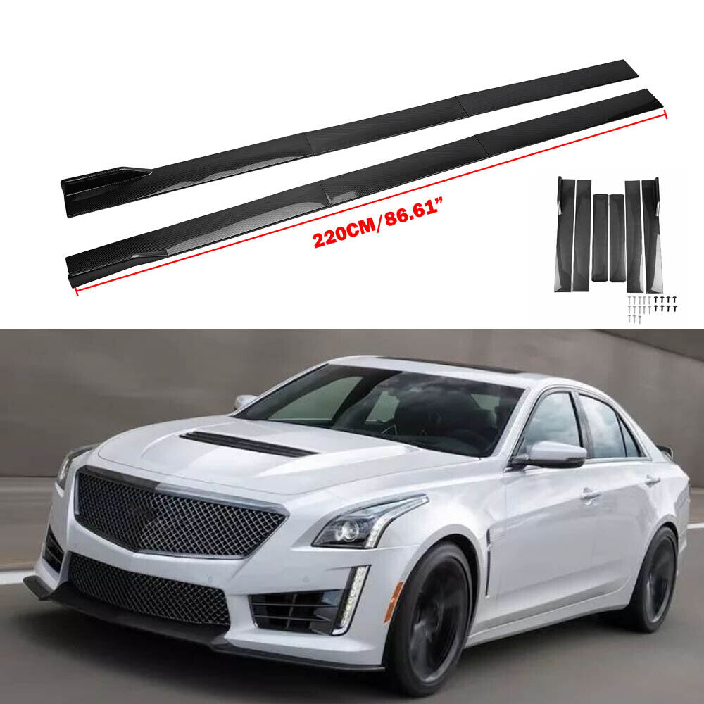 For Cadillac CTS Side Skirts Extension Rocker Panel Body Kit Carbon Fiber 86\