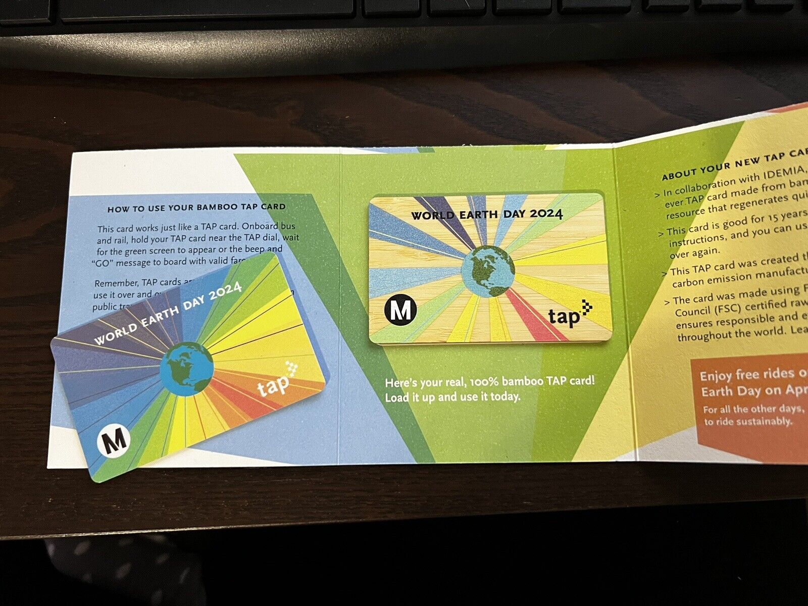 First Bamboo Transit TAP Card Metro LA Tap Card EARTH DAY + Regular Plastic tap