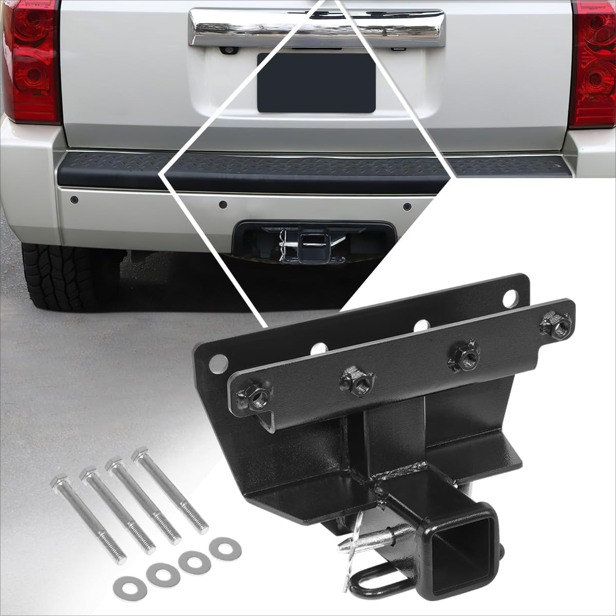 2 Inch Class 3 Trailer Tow Hitch Receiver Compatible with 06-10 Jeep Commander
