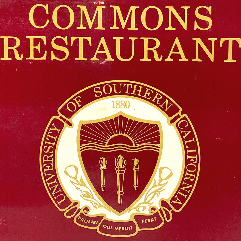Original 1969 Commons Restaurant Menu University Of Southern California USC