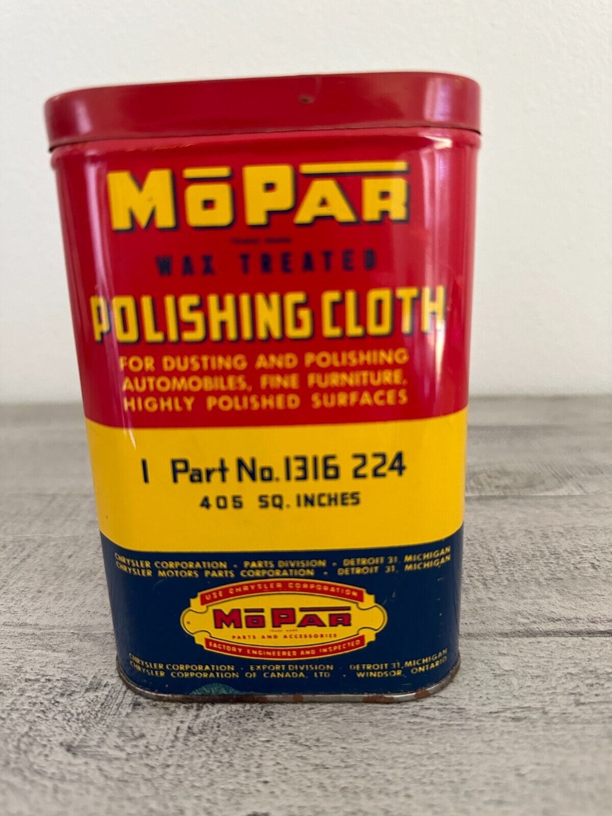 Vintage MoPar Car Polishing Tin Can Part 1316 224