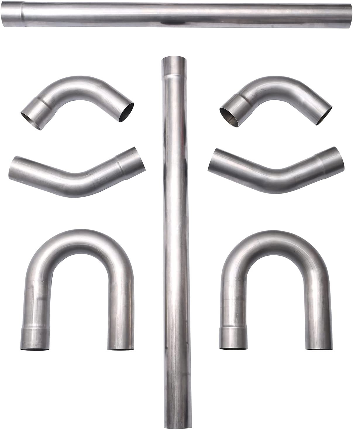 8PCS DIY Stainless Steel 2 Exhaust Pipe Kit,Including Mandrel Bend Pipe & U-Bend