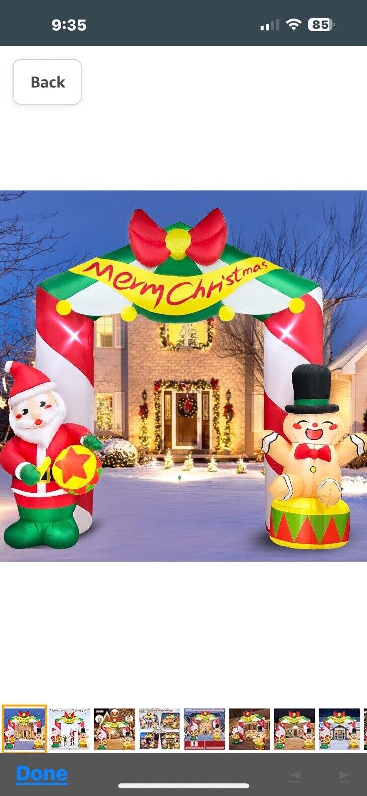 10 FT Christmas Inflatable Archway Santa Gingerbread Outdoor Decorations LED LIT