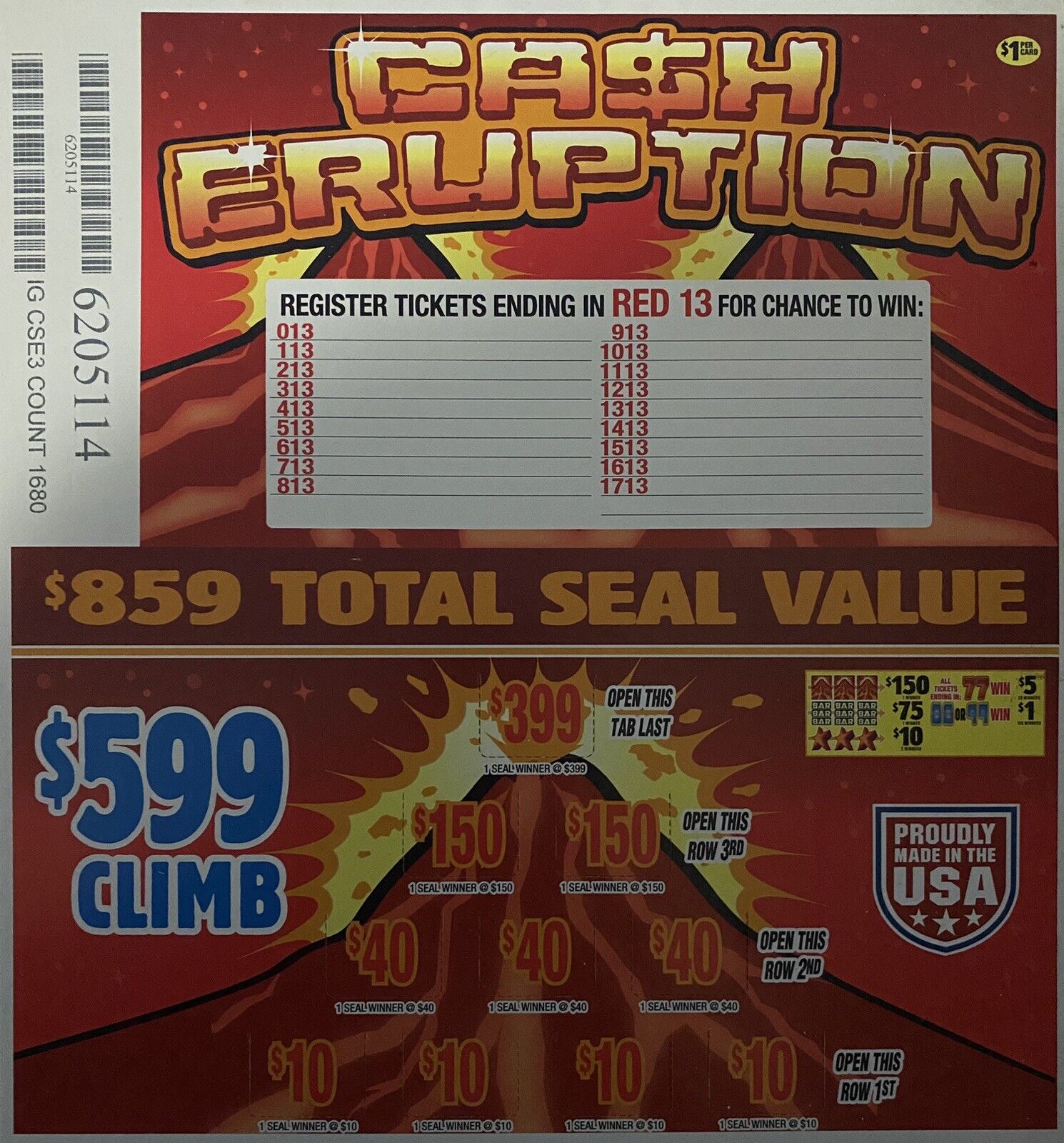 New Bingo Pull Tickets Cash Eruption & Bet The Max Seal Card