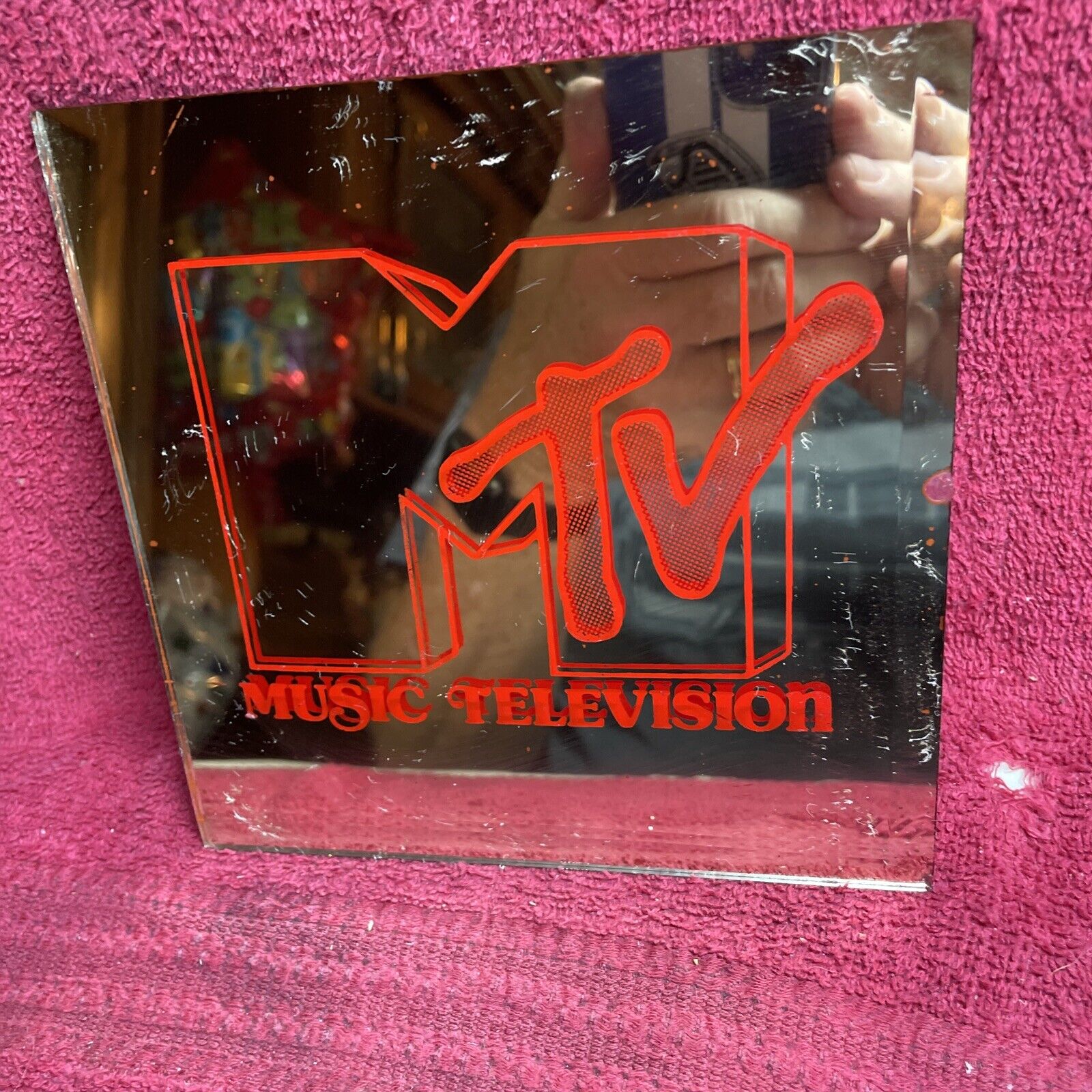 MTV Vintage 1980s Carnival/Fair Prize 6X6 Rock Picture/Mirror Glass. Memorabilia