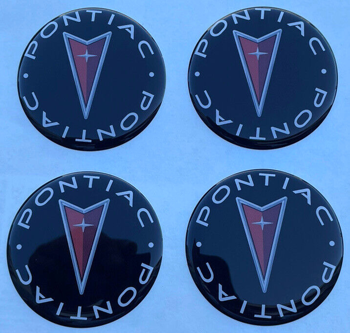 Pontiac Symbol Black /Red Center Wheel Emblem 2” Round Vinyl set 4 New Domes