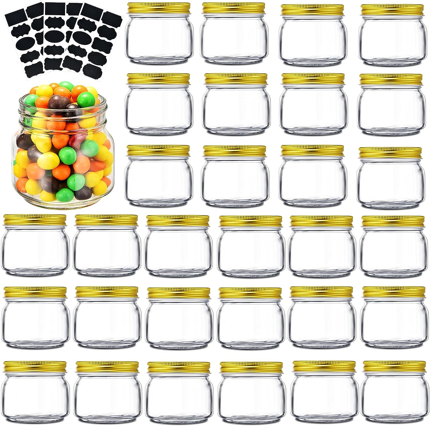 Small Mason Jars with Lids Glass Canning Jars for Jelly Jam Honey 30 Pack 8Oz