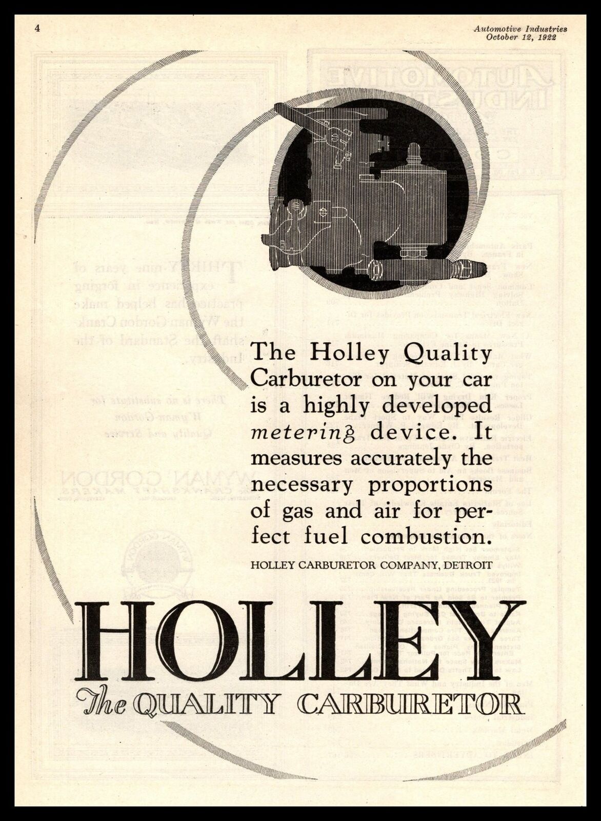 1922 Holley Carburetor Company Detroit \