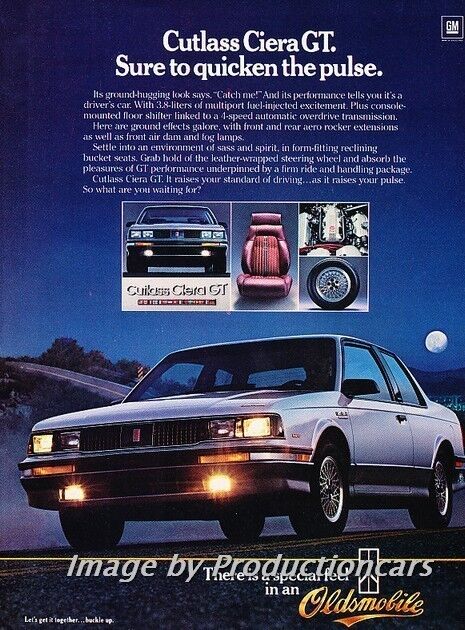 1985 Oldsmobile Cutlass Ciera GT Original Advertisement Print Art Car Ad J751