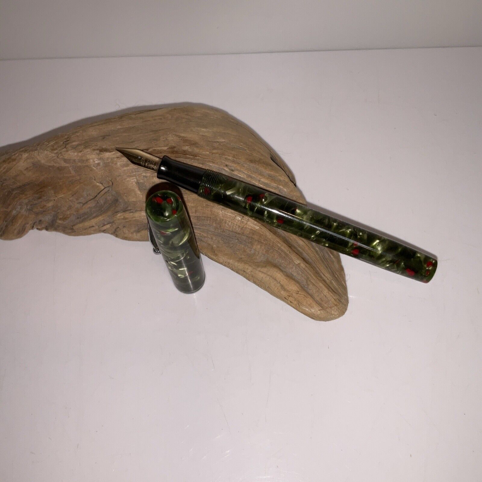 Vintage Rare Ideal Waterman #3 Fountain Pen Forest Green Swirl 14k Nib Reaper