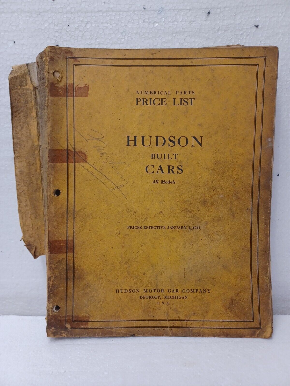 1941 Hudson Built Cars ALL MODELS Numerical Parts Price List Original RARE