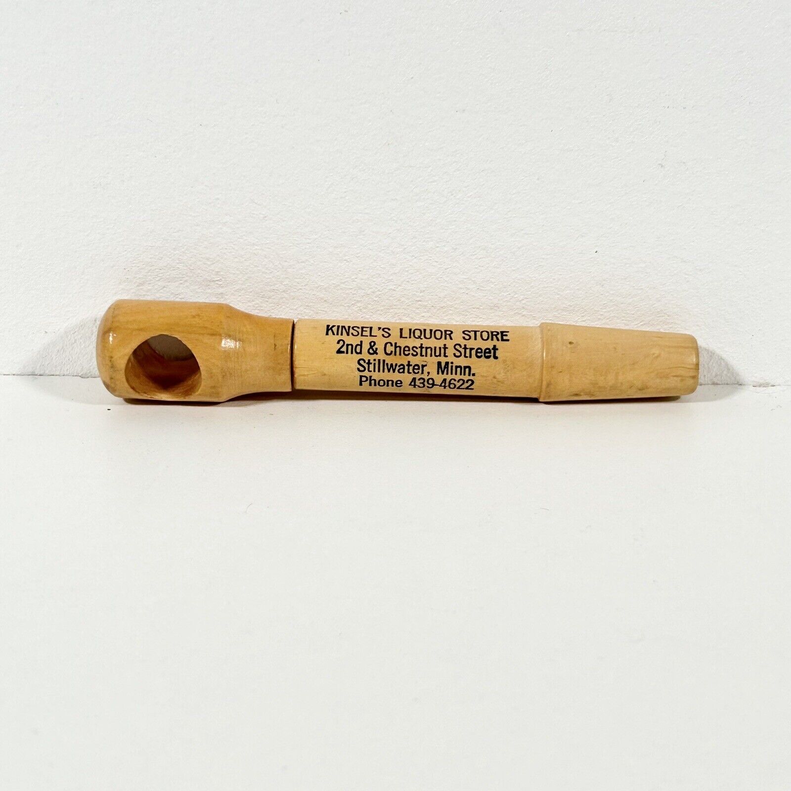 Vintage Wooden Concealed Corkscrew KInsel\'s Liquor Store Stillwater MN--EXC COND