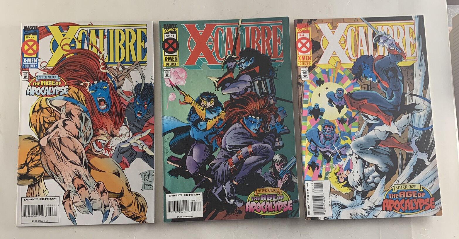 X Calibre Lot of 3 - # 1, 3, & 4 Marvel (1995) Comicbooks