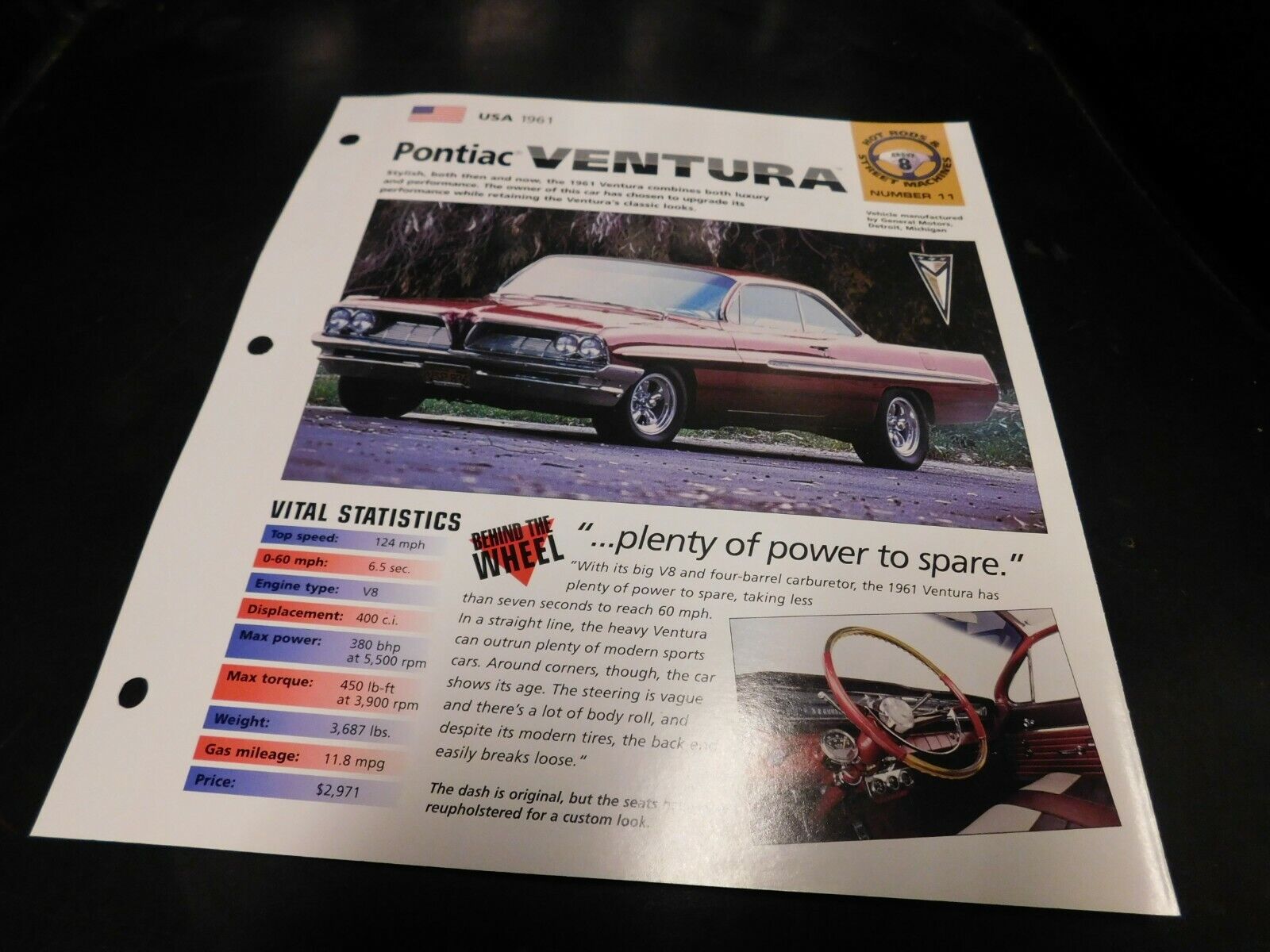1961 Pontiac Ventura Am Spec Sheet Brochure Photo Poster