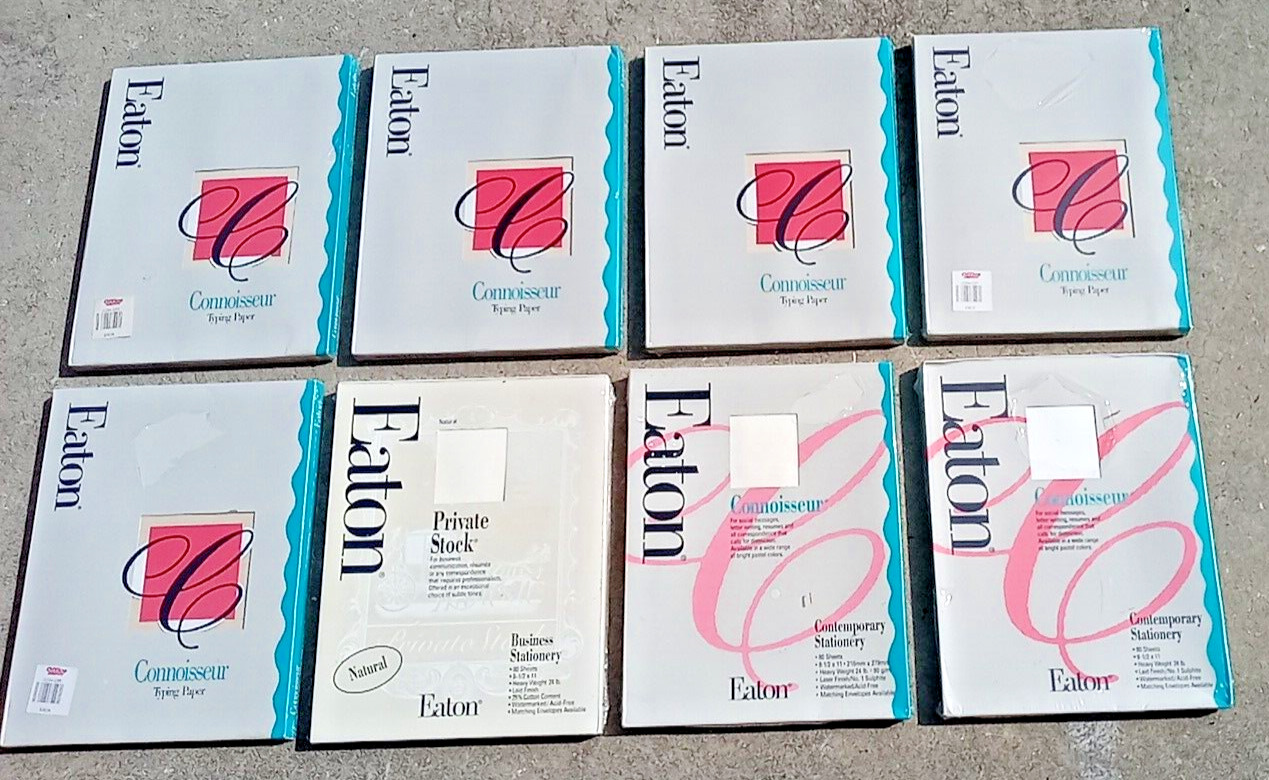 8-NOS Packages of EATON Connoisseur Typing Paper & Contemporary Stationary plus
