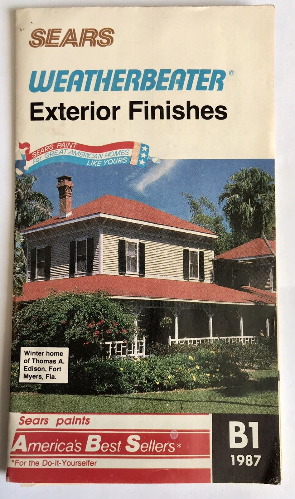 1987 Sears Weatherbeater Color Exterior Paint Chart Foldout Brochure Vtg Homes