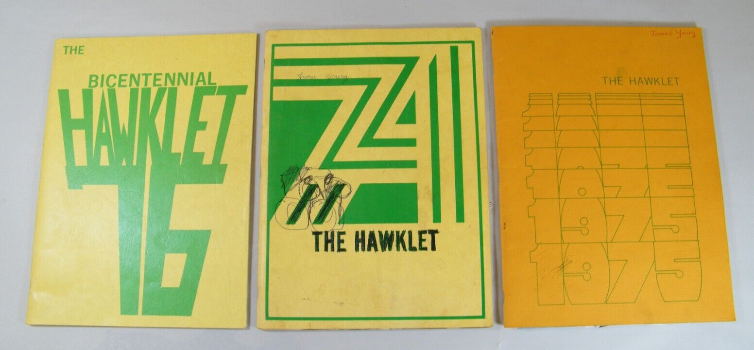 1974, 75 & 76 ANACORTES WA THE HAWKLET JUNIOR HIGH ANNUALS YEARBOOKS + EXTRAS