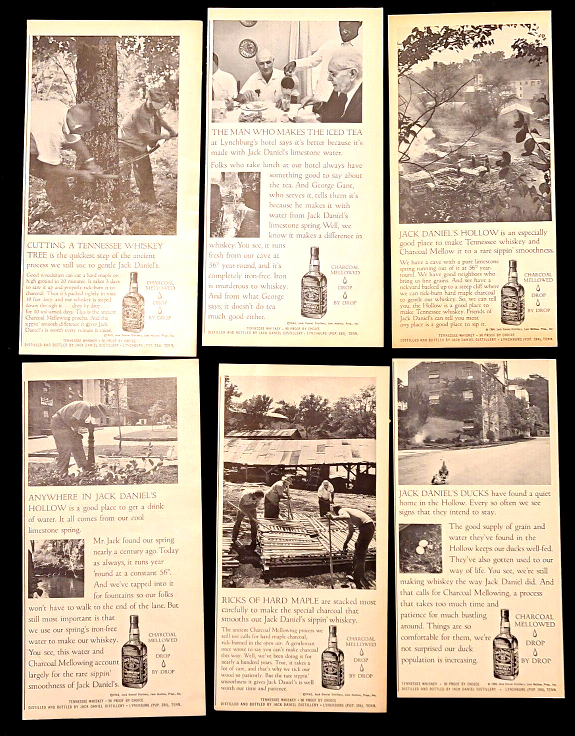 Jack Daniel's Original 1963-1966 Vintage Print Ad Lot(6)