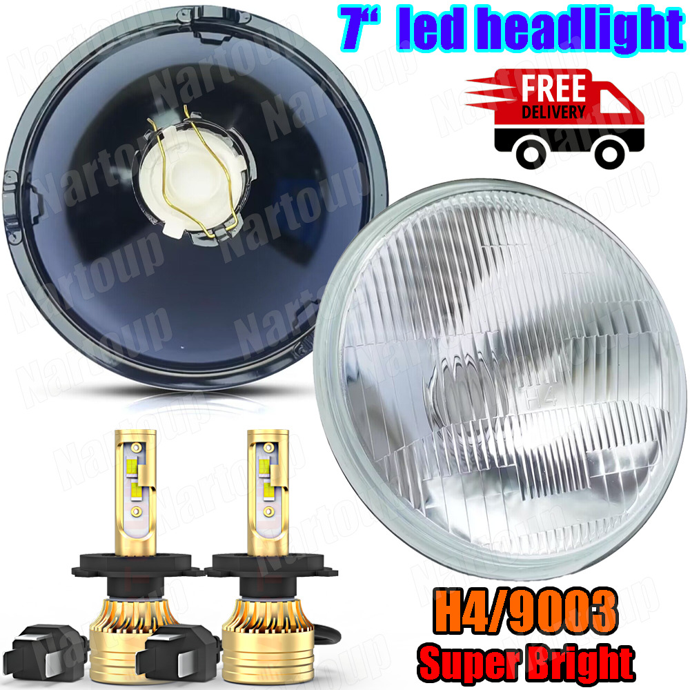 Pair 7inch Round LED Headlights HI/LO BEAM For Chevy C10 C20 Camaro Nova