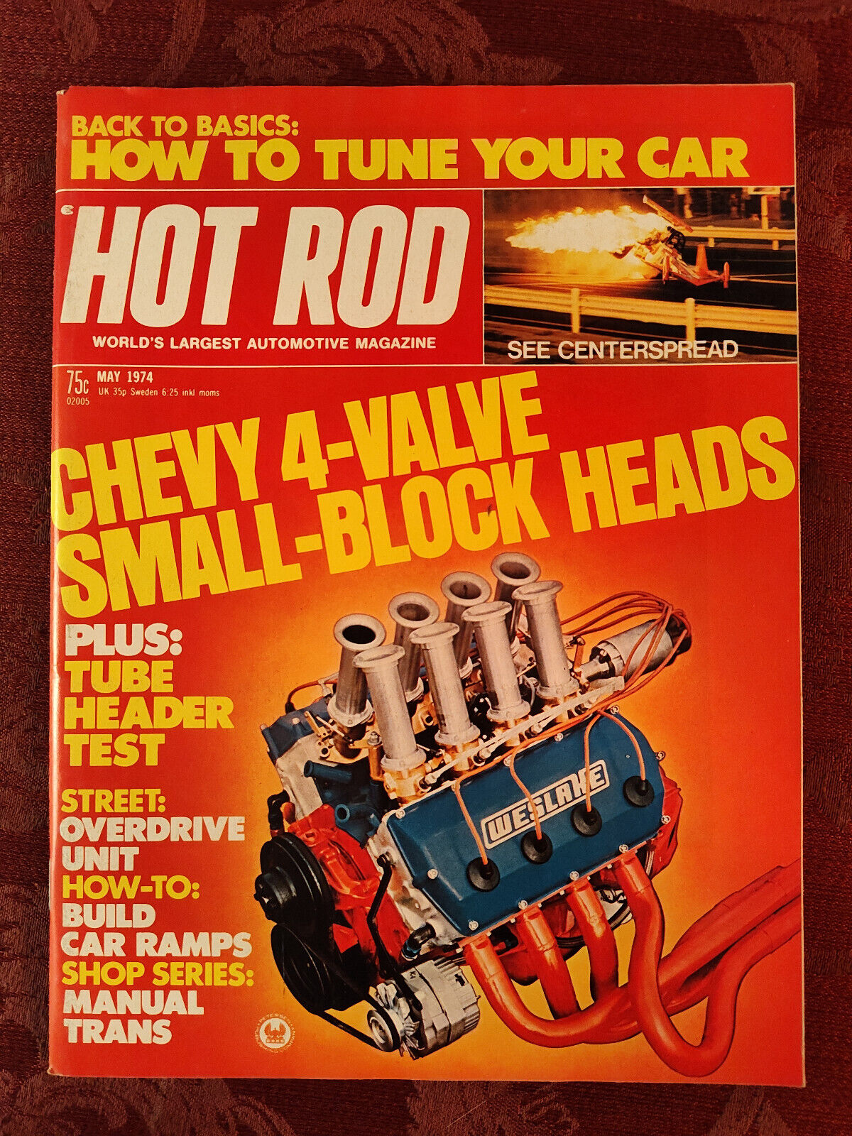 Rare HOT ROD Car Magazine May 1974 Chevy 4 Valve Small Block Heads