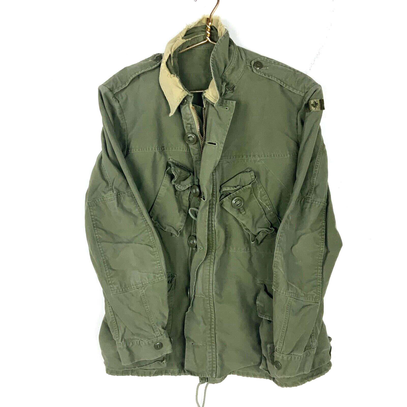 Vintage Canadian Military Army Jacket Size Large Green 60s 70s