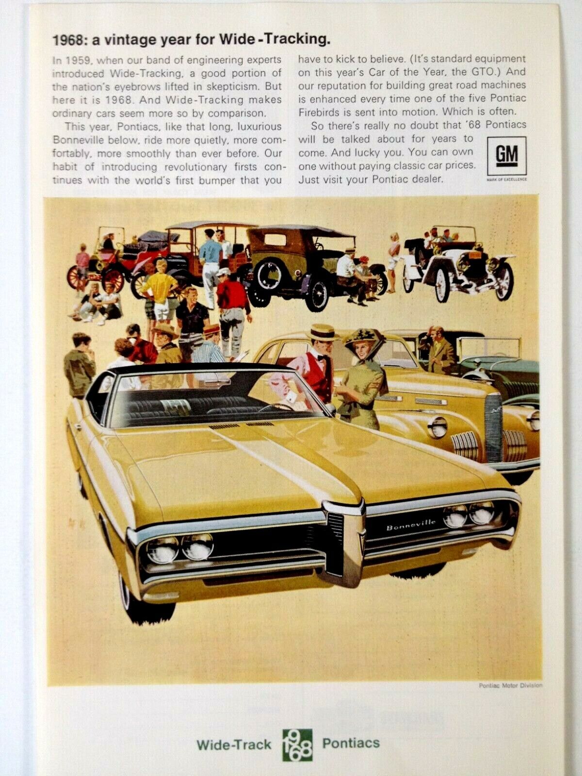 1968 Pontiac Bonneville Print Ad Wide Track Tiger
