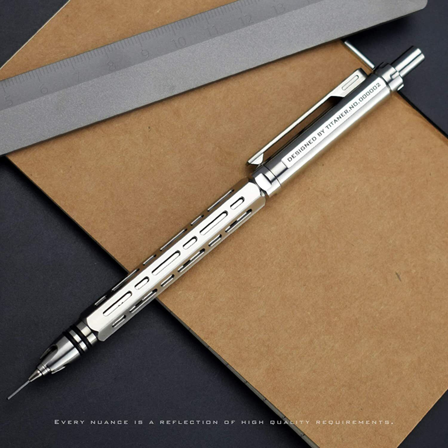 TC4 Titanium Automatic 0.5mm Mechanical Pencil Schmidt Lead Core Pen EDC Gift
