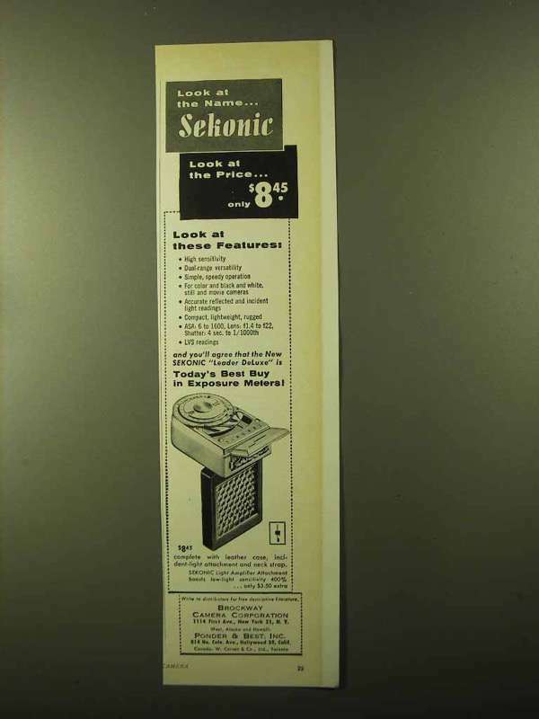 1957 Sekonic Leader Deluxe Meter Ad - Look at the Name