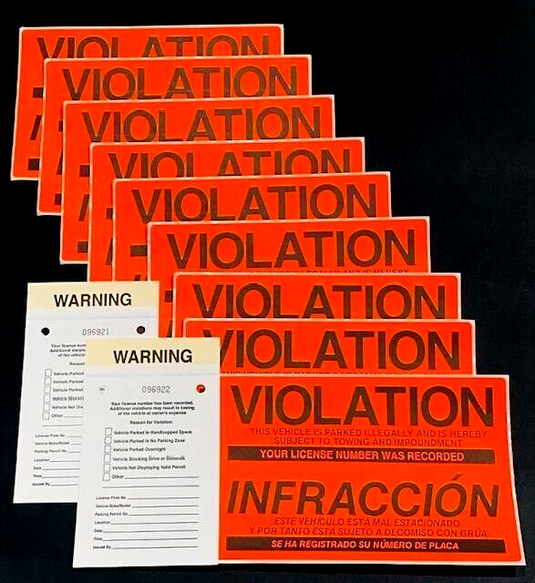 NO PARKING WARNING PACK ⭐(BEST) SCRAPE-TO-REMOVE⭐ VIOLATION STICKERS & TICKETS