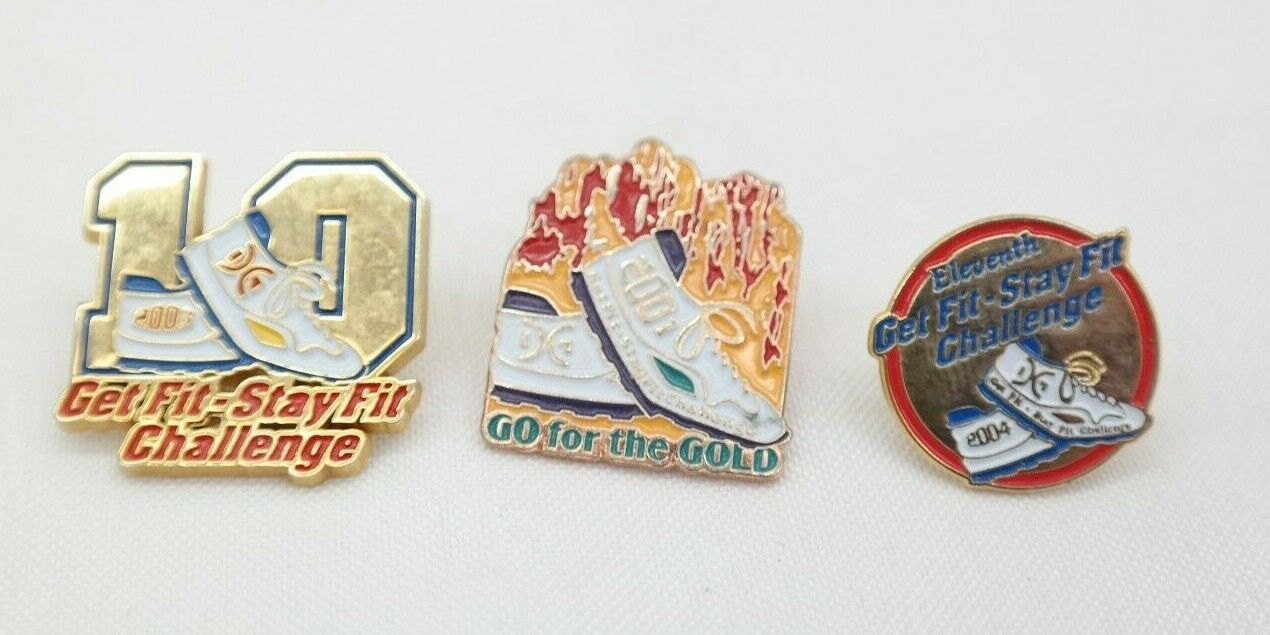 Get Fit Stay Fit Challenge 2001 03 & 04 Lapel Pins Lot of 3  TF