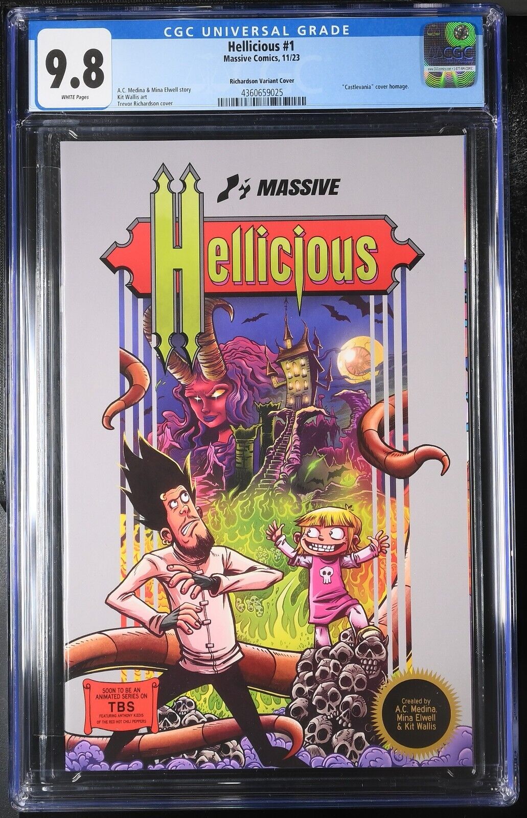 Hellicious #1 CGC 9.8 Castlevania NES Video Game Homage Massive 2023 Tv Series