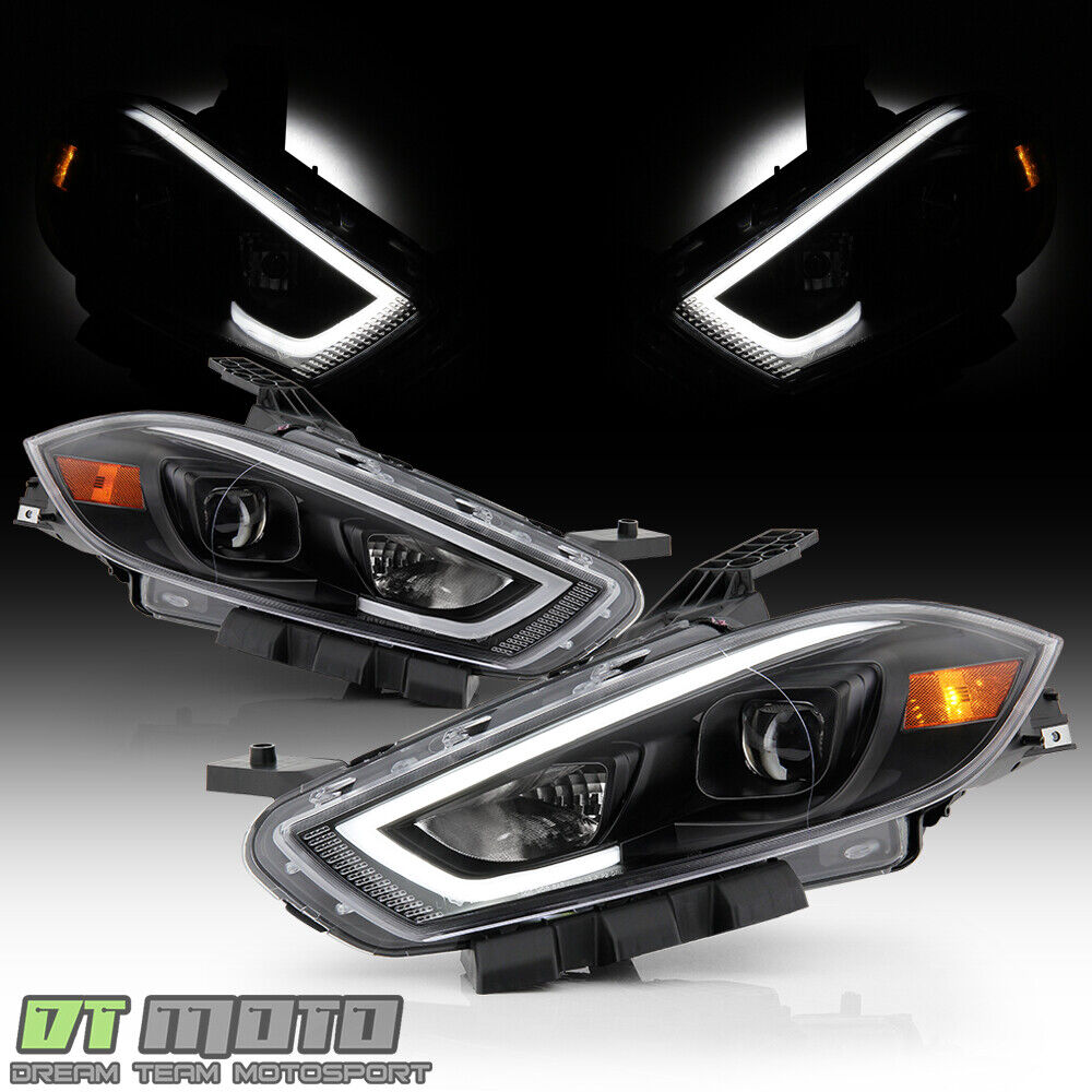 2013-2016 Dodge Dart HID/Xenon Black LED Tube Projector Headlights Headlamps Set
